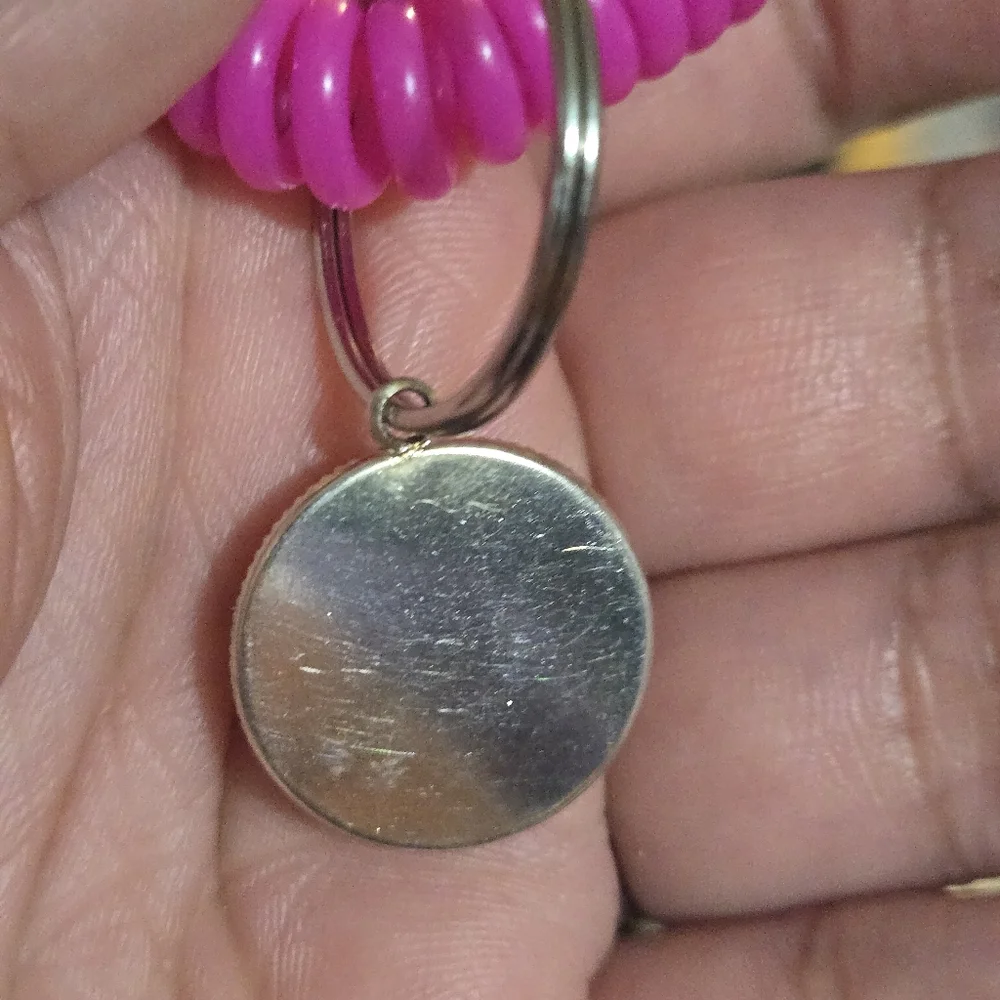 Pink Spiral Keychain with Soccer Ball Charm